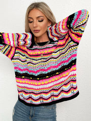 MARMO Zig Zag Crochet Knit Top - Black