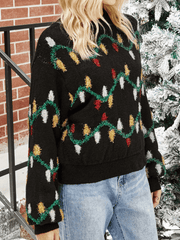 Black & Green Glitter Christmas Light Sweater