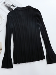 TAMIA Bell Cuff Knit Shirt Jacket - Black