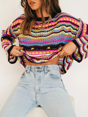 MARMO Zig Zag Crochet Knit Top - Black