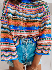 MARMO Zig Zag Crochet Knit Top - Blue