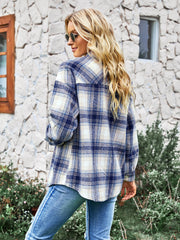 TYPICAL FALL POCKETED PLAID SHACKET - BLUE