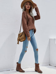 Brown Marjorie V-neck Knit Sweater