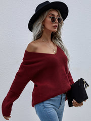 Burgundy Marjorie V-neck Knit Sweater