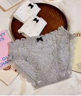 Casual Breathable Solid Lace Comfortable Middle Waist Triangle Dots Panties