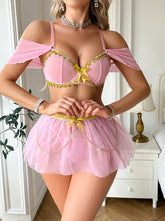Casual Sequin Bowknot Uncensored Fairy tales Tulle Cinderella Princess Set