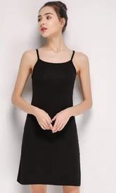 Casual Shoulder-Straps Long Under Dress Solid Underskirt Inner