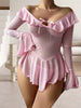 Casual Slips Nightie with Thongs Solid See-Through Ruffles Nightgown Sleepwear Dress