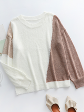 GRANIA Two Tone Color Block Knit Sweater - Cream
