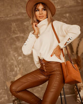 Oversized Collar Turtleneck Knit Sweater