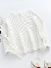 GISELE Lantern Sleeve Long Cuff Knit Top - Cream