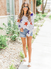 Star Gal Low V Neck Cream Knit Jumper