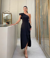 CAMILA WHITE/BLACK MIDI DRESS