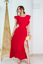 Julieat Red Sleeveless Midi Dress
