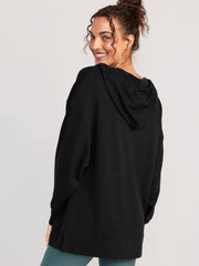 Forever Essential Pocketed Cotton Blend Hoodie - Black