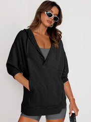 Forever Essential Pocketed Cotton Blend Hoodie - Black