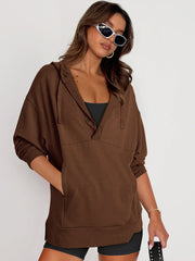Forever Essential Pocketed Cotton Blend Hoodie - Coffee