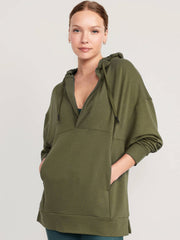 Forever Essential Pocketed Cotton Blend Hoodie - Olive
