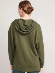 Forever Essential Pocketed Cotton Blend Hoodie - Olive