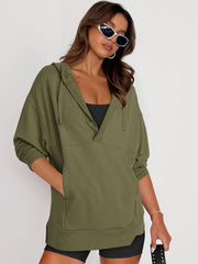 Forever Essential Pocketed Cotton Blend Hoodie - Olive