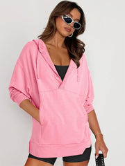 Forever Essential Pocketed Cotton Blend Hoodie - Pink