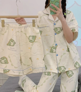 Elegant Teenage Cartoon Cute Lazy Wind New Short-Sleeved Three-Piece Set
