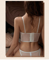 Embroidery Lace Flowers Body Shaping Push Up Romantic Cute Lingerie Thin Bra Set