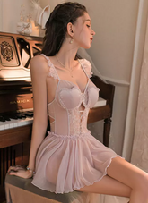 Erotic Lingerie Babydoll Cut Out Asymmetrical Polyester
