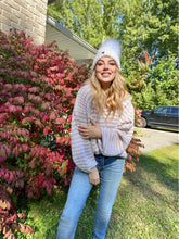 Puff sleeve V-Neck Sweater - Beige