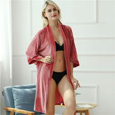 Solid Color Cardigan Night-robe