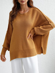 OVERSIZED BATWING SLEEVE KNIT SWEATER - GINGER