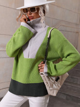 MIND AT EASE KNIT HALF ZIP PULLOVER - GREEN