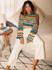 MARMO Zig Zag Crochet Knit Top - Green