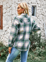 TYPICAL FALL POCKETED PLAID SHACKET - GREEN