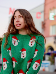 Green Santa Christmas Sweater