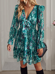SHOWER ME IN FLORALS MINI DRESS - GREEN