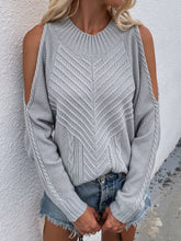 Grey Shoulder Cut-Out Knit Sweater