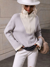 MIND AT EASE KNIT HALF ZIP PULLOVER - GREY