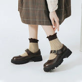 Thick-soled English Leather Shoes Mary Jane Round Toe Retro Single Shoes Genuine Leather Vintage