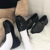 Retro Style Japanese Student Shoes Girl Lolita JK Uniform Shoes PU Leather Block Heels Loafers Shoes
