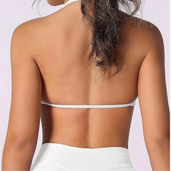 High Support Thin Strap Halter Sport Seamless Bras Scrunch Workout Yoga Tank Strappy Bra Top