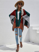 Color Block Knit Ruana - Duck Green