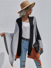 Color Block Knit Ruana - Black