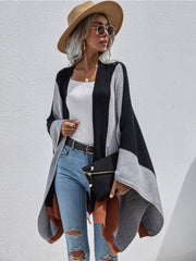 Color Block Knit Ruana - Black