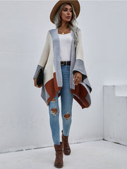 Color Block Knit Ruana - Smoke