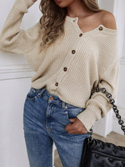 Front and Back Wearable Knit Cardigan - Beige
