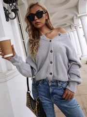 Front and Back Wearable Knit Cardigan - Grey
