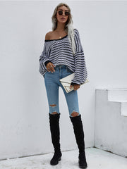 Puff sleeve V-Neck Sweater - Black