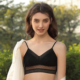 Lace Backless Strapless Wire Free Thin Dots Mesh Lingerie Brassiere Low Back Underwear