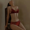 Lace Embroidered Lingerie Thin Cup Triangle Cup Bra Set Comfortable No Underwire